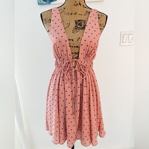White Fox Boutique Pink Polka Dot Mini Dress